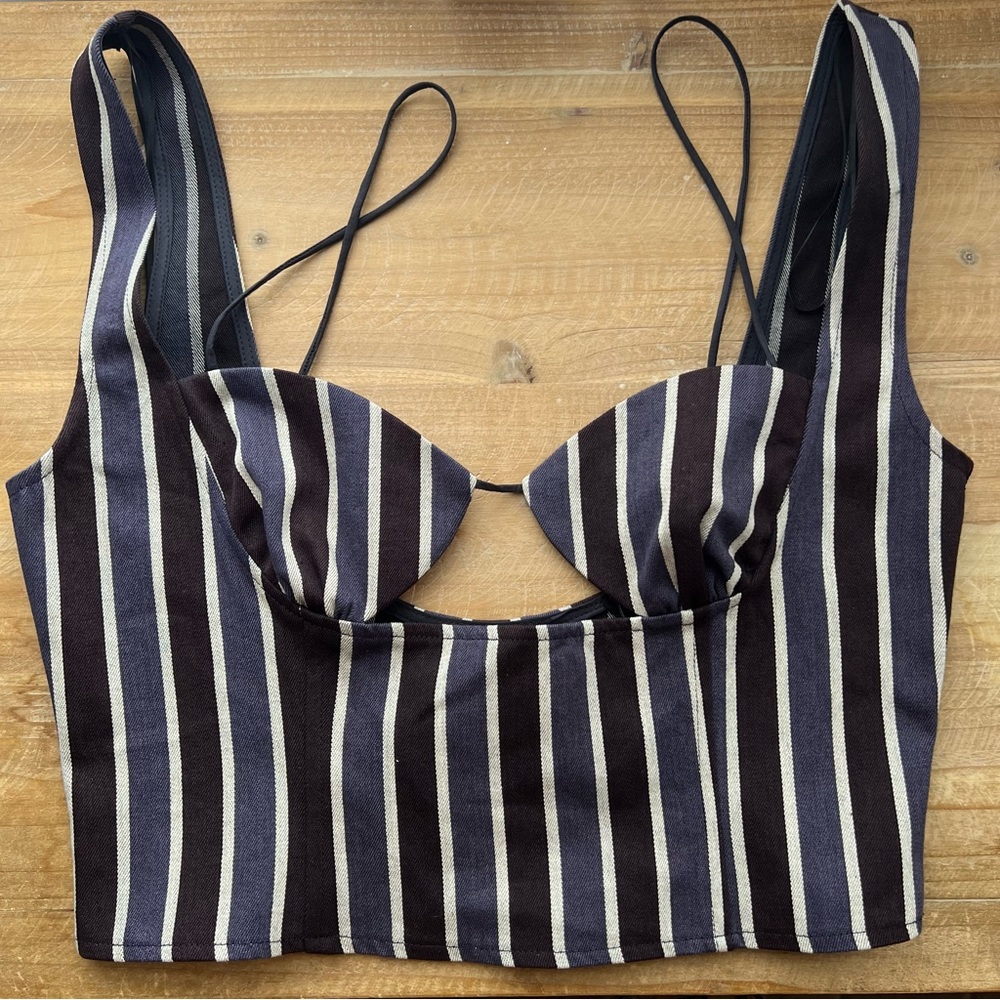 LIONESS Odette Stripe Top Size Medium AU New - Picture 2 of 8